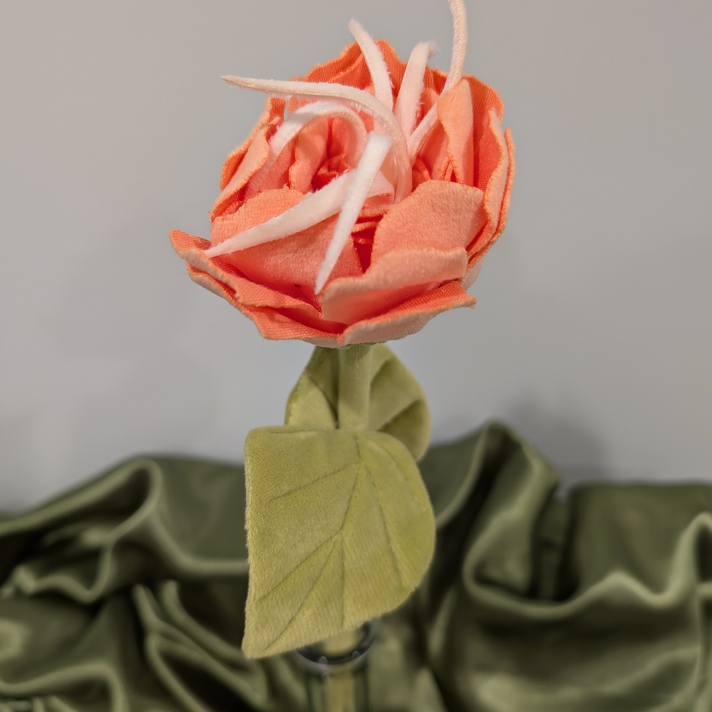 Orange Fabric Rose Home Accent